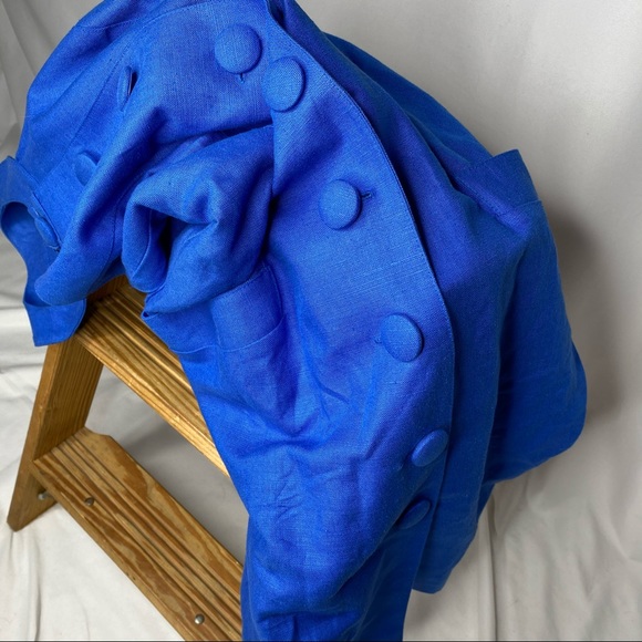 Vibrant blue chunky button up midi dress sz 2/4 - Picture 8 of 12